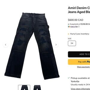 AMIRI Denim Carpenter Aged Black Jeans US34